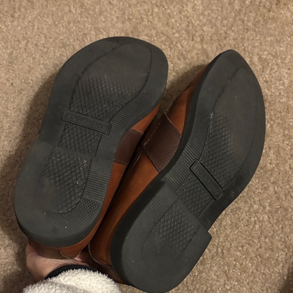 Rockport Men's Tan and Brown Leather Loafers size 7W - Picture 5 of 12